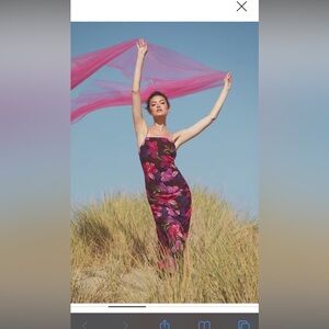 Fancy florals burgundy floral richer column midi dress